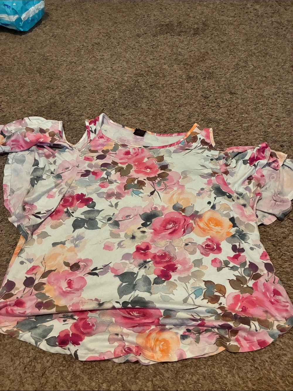 Women’s Floral Cold-Shoulder Blouse in Pink Multi
